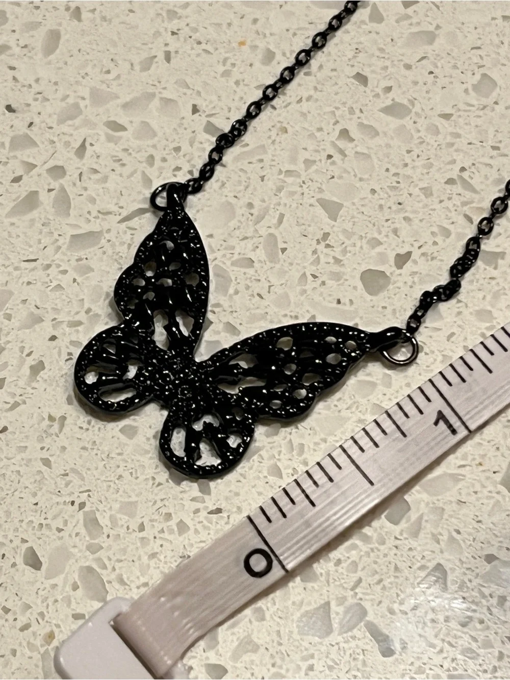 Goth Style Black Crystal Hollow Butterfly Necklace